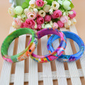 Hard Wide Wholesale Colorful Flower Printed Plastic Bangles